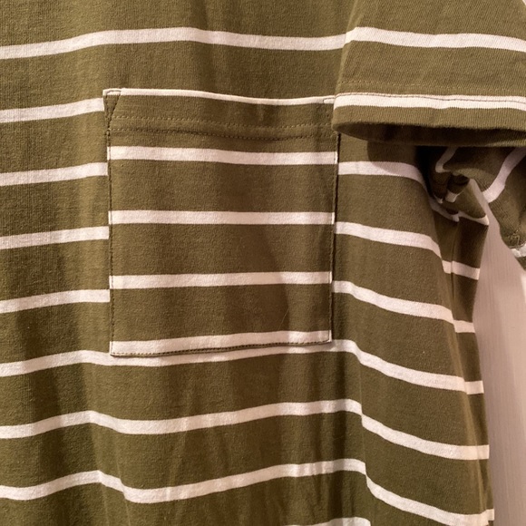 Olive Green/White Striped T-Shirt Dress - Picture 2 of 4